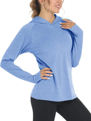 Miniatura 7 de MAGCOMSEN Camiseta de manga larga con protección solar UPF 50+ para mujer, de secado rápido, ligera, para senderismo y atletismo