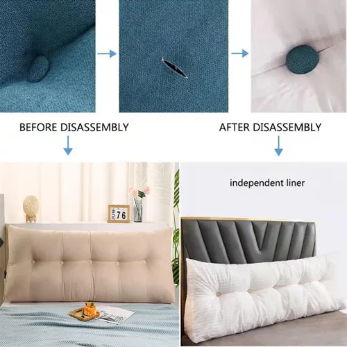 Miniatura 5 de Almohada triangular para cabecero, cojín triangular de color sólido, almohada de lectura, almohada de algodón con cuña de soporte de posicionamiento