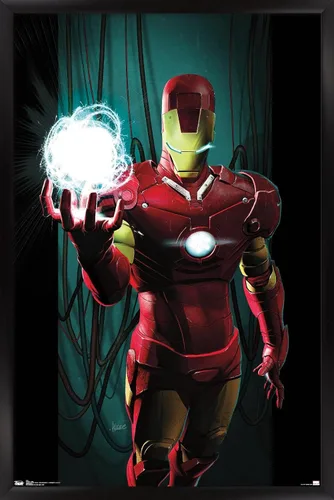 Miniatura 6 de Trends International Marvel Comics - Iron Man - Póster de pared energético, 14.725 x 22.375 pulgadas, versión enmarcada en madera de granero