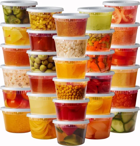 Miniatura 7 de Pantry Value [32 onzas - 24 unidades] Recipientes de plástico para almacenamiento de alimentos con tapas, recipientes desechables de sopa con tapas