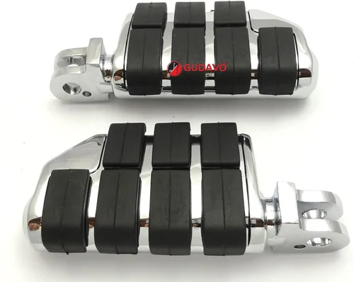 Miniatura 25 de Motocicleta cromo aluminio pie clavijas delantero pedal conductor clavijas con soportes para HONDA VF750 MAGNA 1996-2004 (G3I negro)