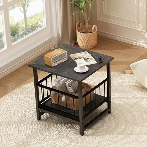 Miniatura 6 de Mesa auxiliar, mesa auxiliar industrial con estante de almacenamiento de 2 neumáticos, mini soporte para refrigerador de 180 libras con patas