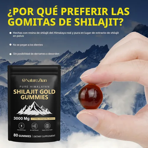 Miniatura 5 de O NATURE . ZIRAN Gomitas Shilajit para hombres y mujeres, gomitas de oro Shilajit ricas en Ashwagandha, Gokshura con más de 85 minerales, sabor