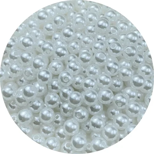 Miniatura 50 de Pinhoollgo 800pcs Pearl Beads 6mm Round Pearl Beads with Hole for DIY Bracelet Necklace Jewelry Making Supplies Handmade Craft(White)