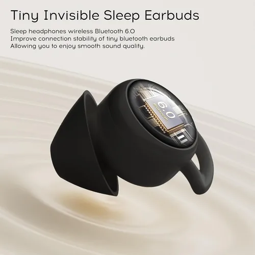 Miniatura 5 de Auriculares para dormir Bluetooth 6.0, mini auriculares invisibles de silicona para dormir de lado, auriculares con bloqueo de ruido, auriculares