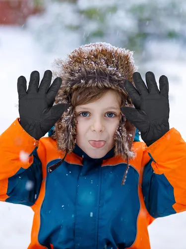 Miniatura 2 de 2 pares de guantes impermeables para niños, guantes de nieve cálidos para invierno, guantes de esquí para niños y niñas, resistentes al viento