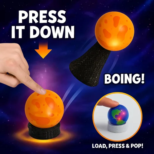 Miniatura 3 de Liberty Imports Planet Pop Jumpers para niños, paquete de 20 juguetes de reventar con sistema solar iluminado con estrellas y planetas, lanzadores
