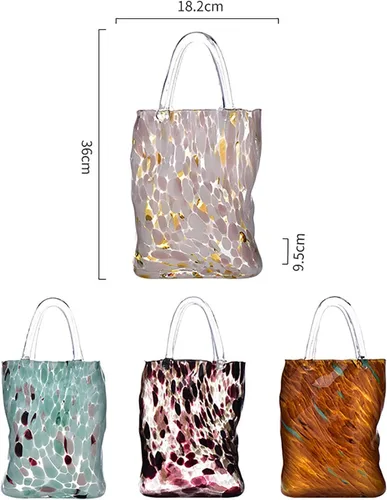 Miniatura 7 de 14.2 In Clear Handbag Flower Vase,Clear Vases For Centerpieces, Unique Decorative Vases (Handmade), Small Bag Vase For Decor For Home Centerpieces