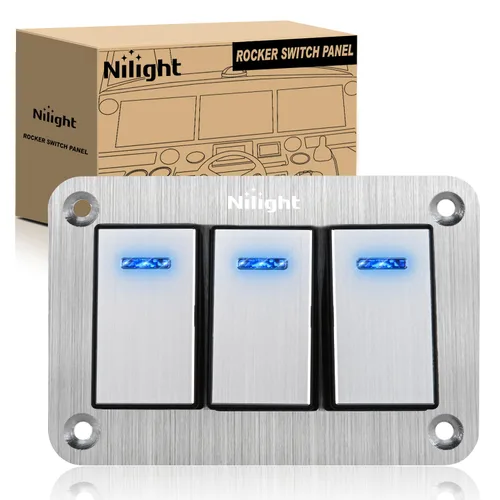 Miniatura 17 de Nilight Panel de interruptor basculante de 2 posiciones, 12V 24V DC, interruptores rojos, aluminio, 5 pines, ON OFF, precableado, impermeable
