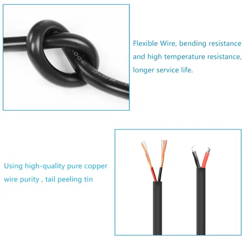 Miniatura 5 de GINTOOYUN 2 PCS DC8020 Conector Pigtail Cable, DC 8.0MM x 2.0MM Macho Enchufe a Cable Desnudo Cable de Alimentación de Extremo Abierto, 3.3 ft