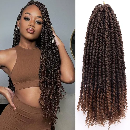 Miniatura 21 de Cabello Passion Twist – 8 pulgadas Passion Twist Crochet Hair para mujer, 8 paquetes de cabello rizado pretrenzado Passion Twists extensiones de 1b