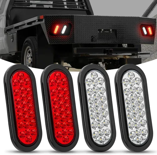 Miniatura 23 de Nilight Luz trasera ovalada de 6 pulgadas, 4 unidades, color rojo, 24 luces LED de parada de freno y giro con ojales de montaje empotrado, 4 luces