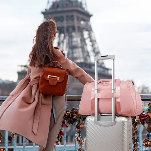 Miniatura 7 de Marengo Bolsa de gimnasio para mujeres y hombres, bolsa de viaje ligera con compartimento para zapatos y húmedos, para viajes, deportes, baile, yoga