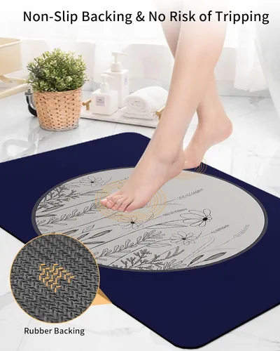Miniatura 4 de Tapete de baño de flores vintage para bañera, antideslizante, de secado rápido y absorbente, tierra de diatomeas, cocina, ducha, fregadero, lavable