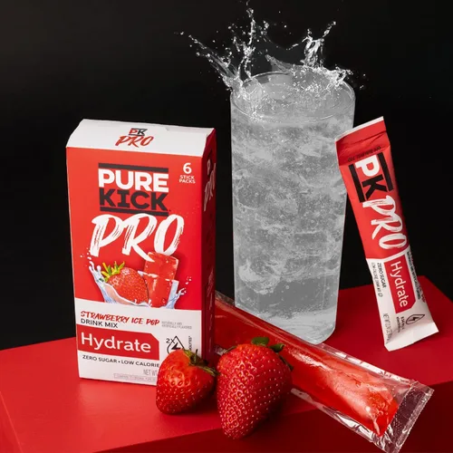 Miniatura 7 de PURE KICK PRO Mezcla para bebida hidratante con electrolitos, Paleta de Piña, Coco y Fresa, 12 sobres