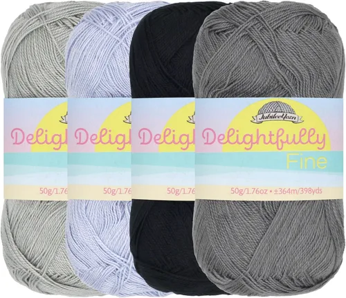 Miniatura 22 de JubileeYarn - Hilo deliciosamente fino, 1.76 oz/madeja de rayón de bambú y encaje, tonos de azul, 4 madejas