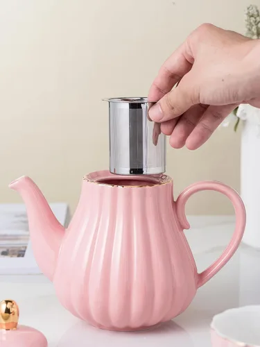 Miniatura 3 de CLAY TONIC- Juego de tazas de té y café de porcelana fina púrpura de 8 oz, tazas y platillos, con tetera, azucarero, jarra para crema, cucharaditas