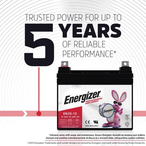 Miniatura 4 de Energizer EN35-12, Batería recargable de plomo ácido sellada AGM de 12 voltios 35 amp/hr de larga duración, ideal para usar en sillas de ruedas