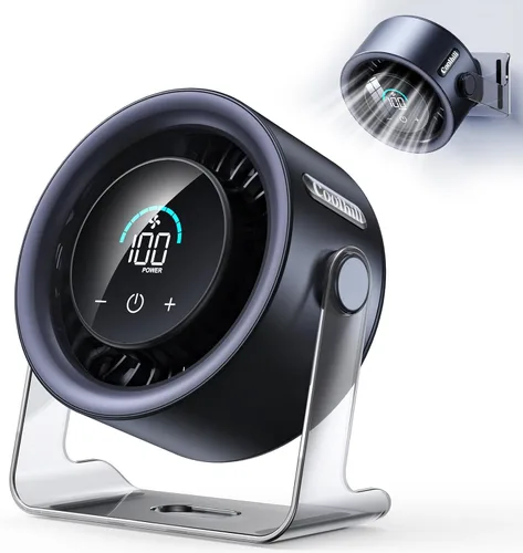 USB Desk Fan for Bedroom: 100 Speeds Digital Display Quiet Portable Fan with Turbo Airflow, 120° Rotating Small Rechargeable Battery Desktop &