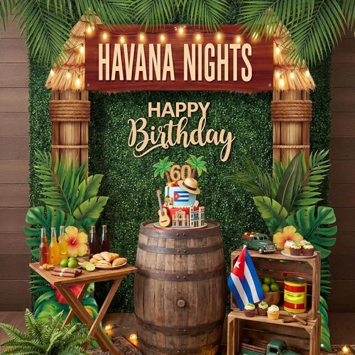 Miniatura 6 de Peryiter 3 piezas de decoración de fiesta temática de noche de La Habana, cartel de bienvenida para porche con cinta para campamento de verano