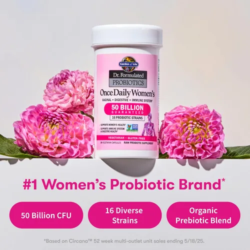 Miniatura 4 de Garden of Life Once Daily Dr.- Probióticos formulados para mujeres, 50 mil millones de UFC, 16 cepas probióticas con orgánico para la salud
