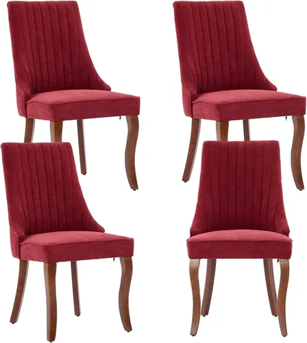Miniatura 10 de Juego de 2 sillas de comedor, cómodas sillas decorativas tapizadas en tela para cocina y sala de estar, sillas de comedor con acolchado acanalado