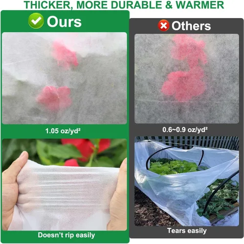 Miniatura 3 de KLEWEE Cubiertas para Plantas Protección contra Heladas 10 x 50 Pies, 1.05 oz/yd² Tela Antihielo más Gruesa para Protección de Plantas contra