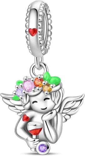 Miniatura 43 de Pulsera y collar de plata de ley 925 con dije de corazón, mariposa, loto, avión, viaje, lindo gato, cuentas, regalo para mujer