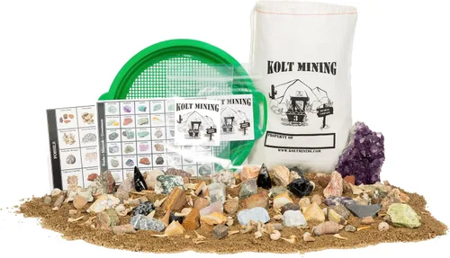 Kit de excavación de actividades - Mother Lode incluye fósiles, puntas de flecha, dientes de tiburón, excavar cristales reales, rocas, minerales y