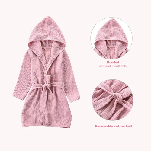 Miniatura 3 de Bata de baño de algodón orgánico, suave y transpirable, bata de bebé para niños, bata de muselina con capucha para niños y niñas