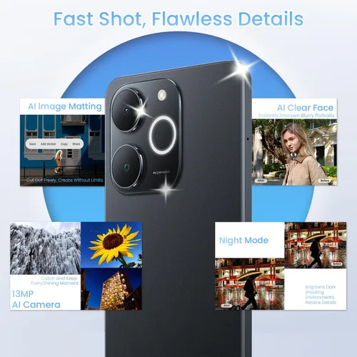 Miniatura 5 de realme Note 70T 4G Smartphone 4+128GB, pantalla de 6.75 pulgadas, negro, pantalla de 90 Hz, batería de 6000 mAh, cámara de 32 MP, potente procesador