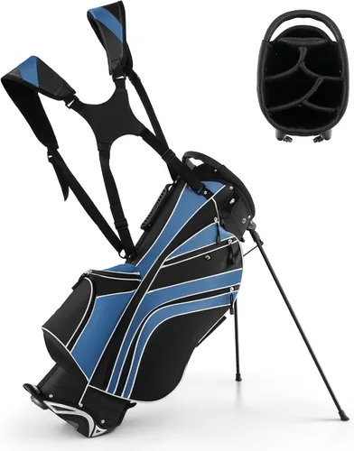 Goplus Bolsa de golf ligera para palos de golf con divisores superiores de 6 vías, 8 bolsillos, bolsa refrigeradora, capucha para lluvia, correa de