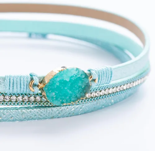 Miniatura 280 de FANCY SHINY - Pulsera de cuero estilo bohemio, pulsera de cuentas de cristal con cierre magnético, regalos de joyería para mujer