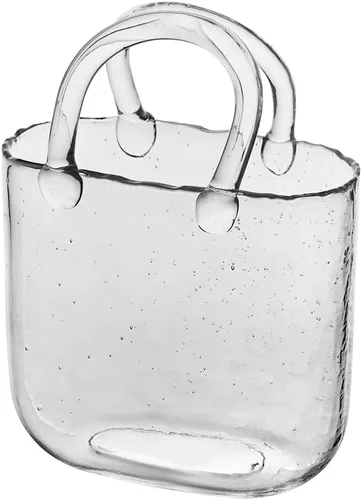 1 pieza de jarrón de bolsa de vidrio transparente para flores - Jarrón de bolso de vidrio hecho a mano, ideal para centros de mesa - Elegante y