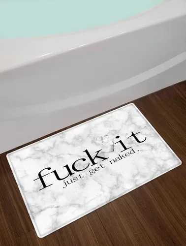 Miniatura 2 de HVEST Fuck It Just Get Naked - Alfombra de baño con palabras divertidas en blanco y negro, para decoración de baño, alfombra de baño antideslizante