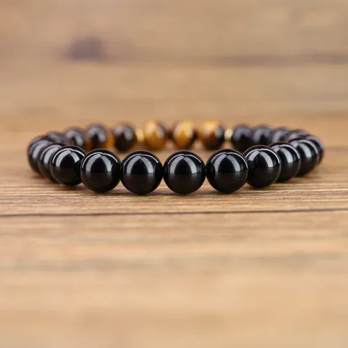 Miniatura 4 de COAI - Pulsera de turmalina negra con árbol de la vida para mujer