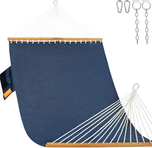 Miniatura 11 de Lazy Daze Hammocks Hamaca doble exterior de 11 pies, hamaca de tela de olefina de secado rápido con barra separadora y bolsillo lateral para piscina