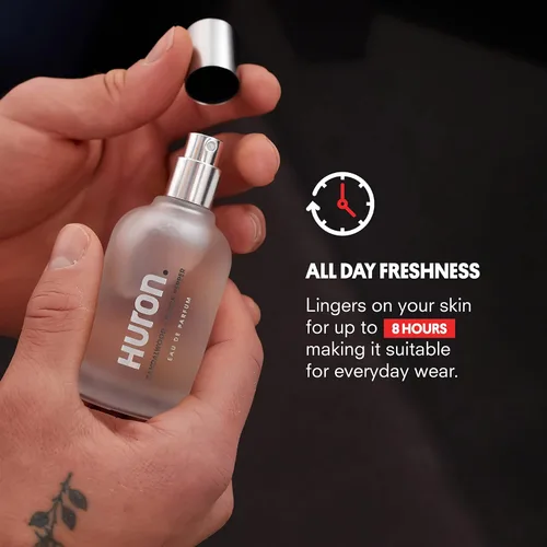 Miniatura 5 de Huron Colonia para hombre - Eau de Parfum para el uso diario - Aroma limpio y amaderado de sándalo, pimienta negra, madera de cedro y ámbar - Larga