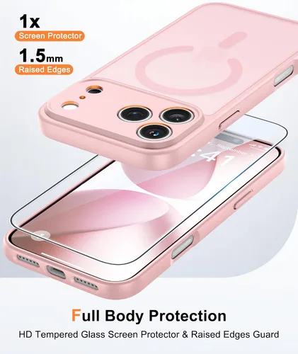 Miniatura 1109 de FNTCASE Funda para iPhone 17 Pro: Fundas delgadas translúcidas de color azul claro compatibles con MagSafe, protección completa de la cámara