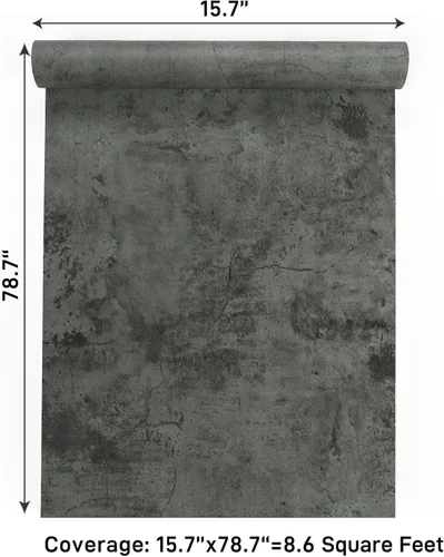 Miniatura 9 de VaryPaper Papel tapiz de hormigón industrial desgastado de 15.7''x78.7'', despegar y pegar, papel de contacto de cemento moderno, vinilo decorativo