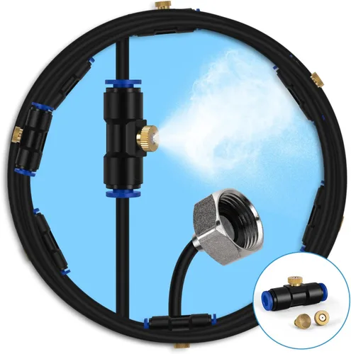 Miniatura 9 de lifeegrn Sistema de enfriamiento por nebulización: sistema de nebulización al aire libre para patio, línea de nebulización de 20 pies+5 boquillas