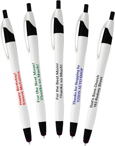 Miniatura 9 de Paquete de 200 bolígrafos personalizados de tinta de escritura con punta de lápiz capacitivo, los mejores bolígrafos personalizados impresos con tu