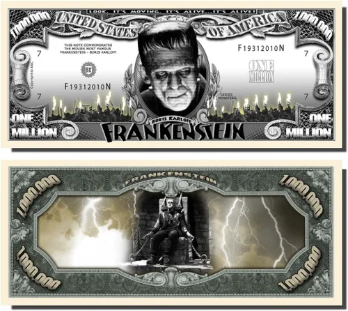 Miniatura 2 de Frankenstein Million Dollar Bill – Bono de 10 contar con clara visualización & Cristóbal Colón Bill