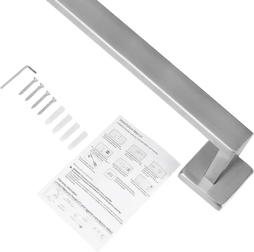 Miniatura 9 de NearMoon - Barra de toallas, accesorios de baño de acero inoxidable premium cuadrado de espesor para toalla de ducha para baño, soporte de toalla