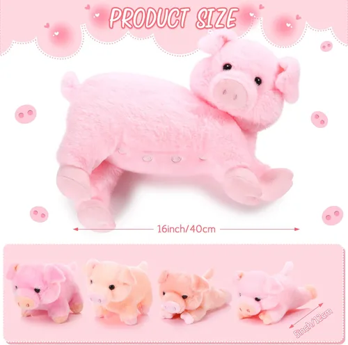 Miniatura 2 de Honoson - Cerdo de peluche con bebés, lindo cerdo mamá de enfermería de peluche con 4 juguetes magnéticos de peluche para niños, niños y niñas