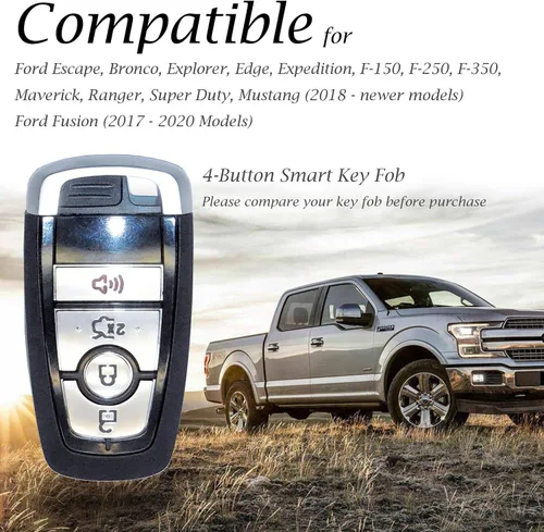 Miniatura 5 de Vitodeco Funda protectora de cuero para llavero inteligente compatible con Ford (modelos 2018 - 2026), 4 botones, color negro Negro/Rojo