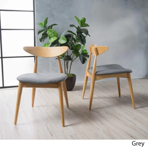 Miniatura 4 de GDFStudio Christopher Knight Home Barron - Sillas de comedor de tela con acabado de roble, juego de 2 piezas, gris y roble