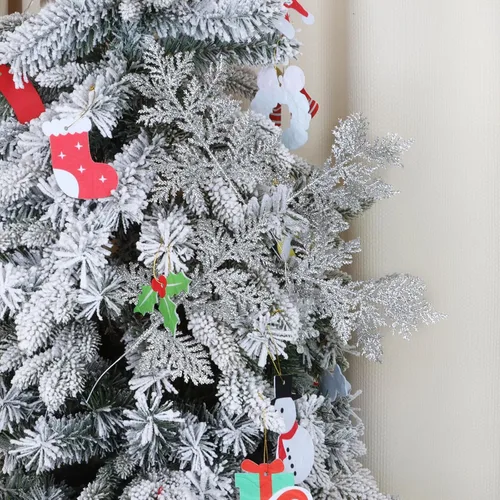 Miniatura 5 de DIYASY Ramas de relleno de árbol de Navidad, hojas de aguja de pino artificial con purpurina de 11 pulgadas, ramas florales, adornos de hojas