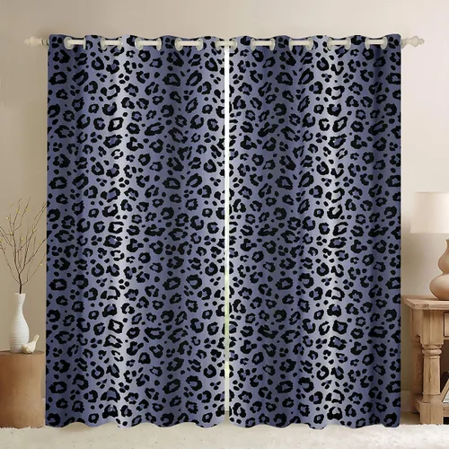 Miniatura 13 de Feelyou Cortinas opacas con estampado de leopardo de 30% a 50%, cortinas de oscurecimiento con estampado de guepardo para dormitorio, para niños