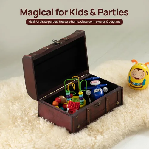 Miniatura 5 de Caja de tesoro decorativa Vintiquewise(TM), cofre baúl de madera
